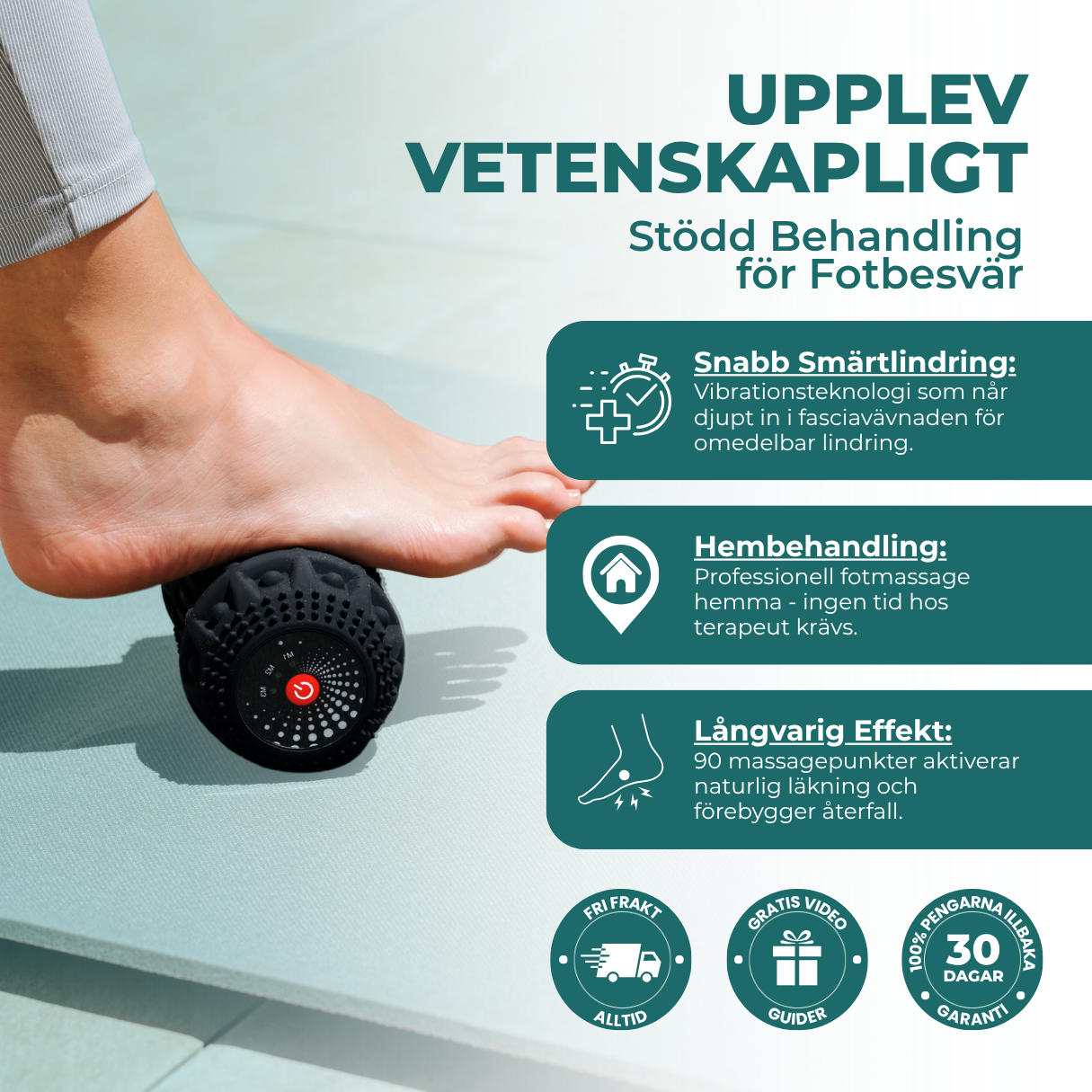 VibeBody - Portabel Vibrerande Massage Roller För Plantar Fasciit / Hälsporre