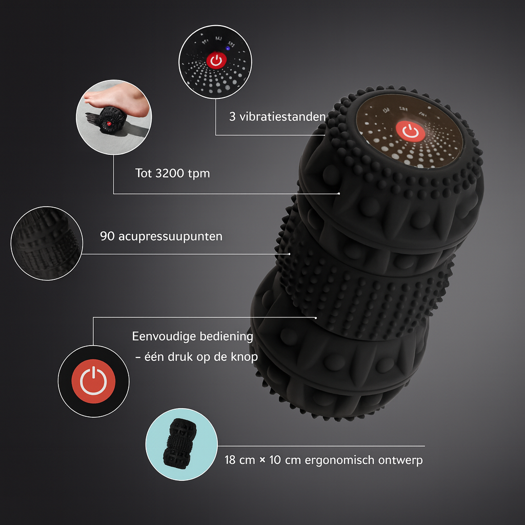 VibeBody – Draagbare Vibrerende Massage Roller voor Plantaire Fasciitis / Hielspoor